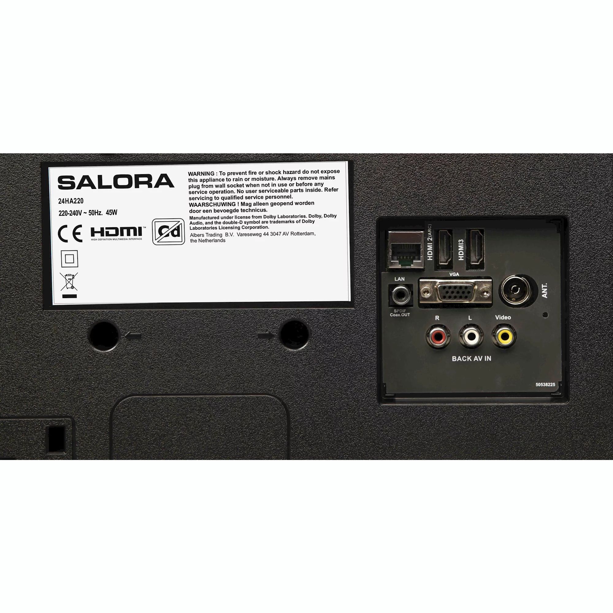 Televizor Smart LED HD Salora, 24HA220, 60 cm, Android, Chromecast, YouTube, Netflix, Amazon Prime, Google Play, negru