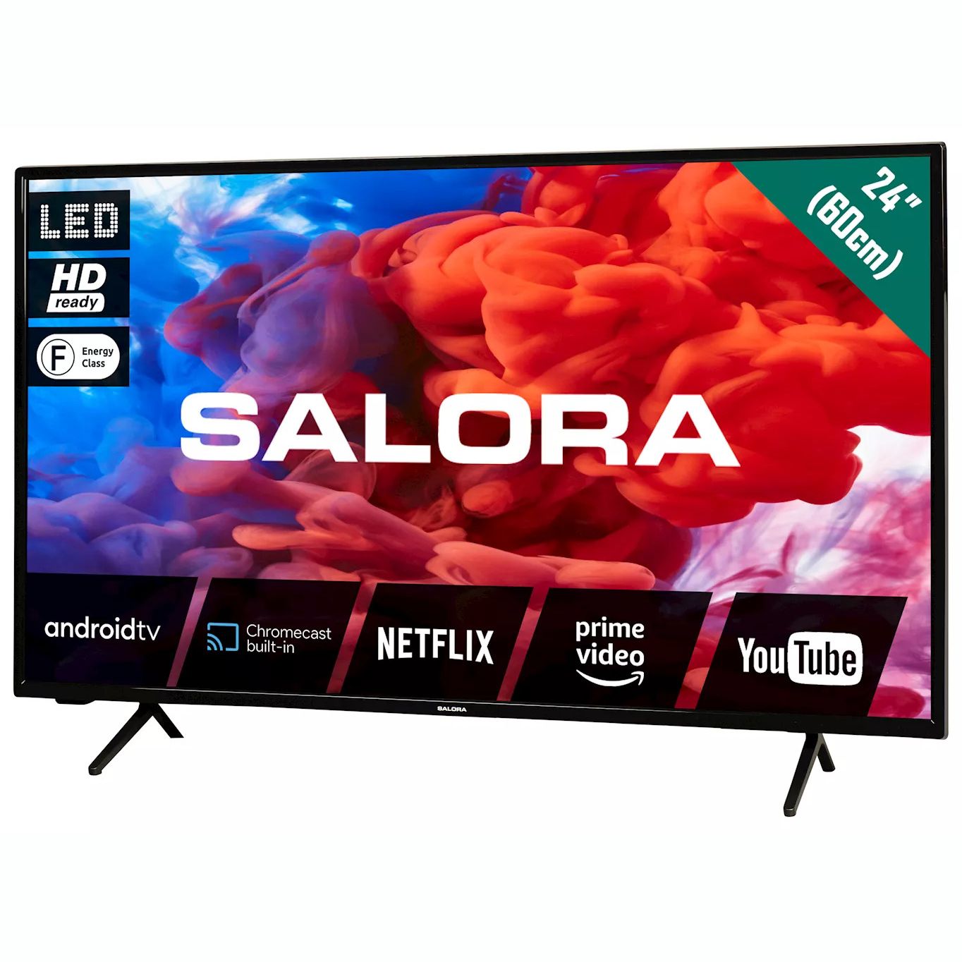 Televizor Smart LED HD Salora, 24HA220, 60 cm, Android, Chromecast, YouTube, Netflix, Amazon Prime, Google Play, negru