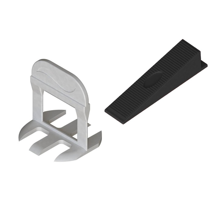 Set 500 clipsuri 2.0 mm si 100 pene cu latimea de 22 mm, sistem nivelare gresie, gama TOP DUPU