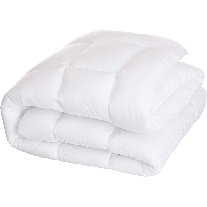 Husa Saltea tip Topper, de pat, Amazon Basics, Alba, 140x200cm