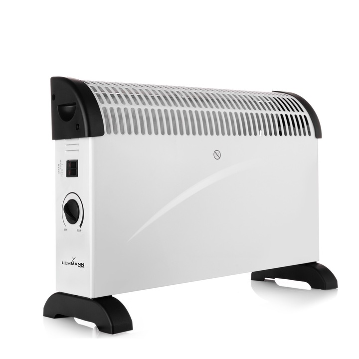 Convector electric Lehmann Torno, 2000W, 3 trepte de putere, termostat, 340x140x570 mm, alb