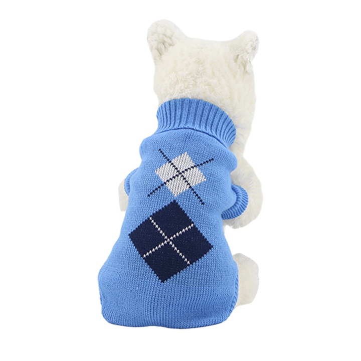 Pulover tricotat pentru caini, XINA2301, albastru, L