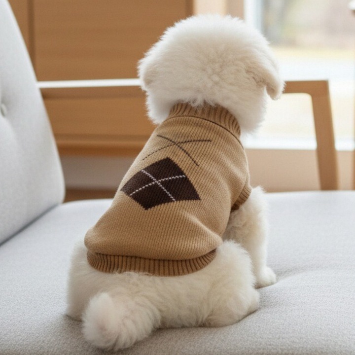 Pulover tricotat pentru caini, XINA2303, maro, L