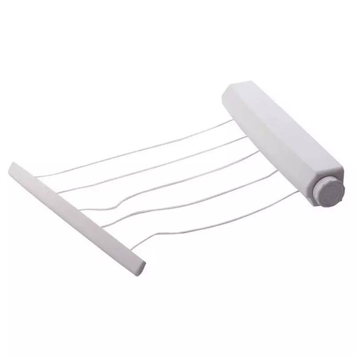 Uscator De Rufe Retractabil SIKS, Extensibil, 5 Sfori De 3,75 Metri Lungime, Cu Montare Pe Perete, Alb