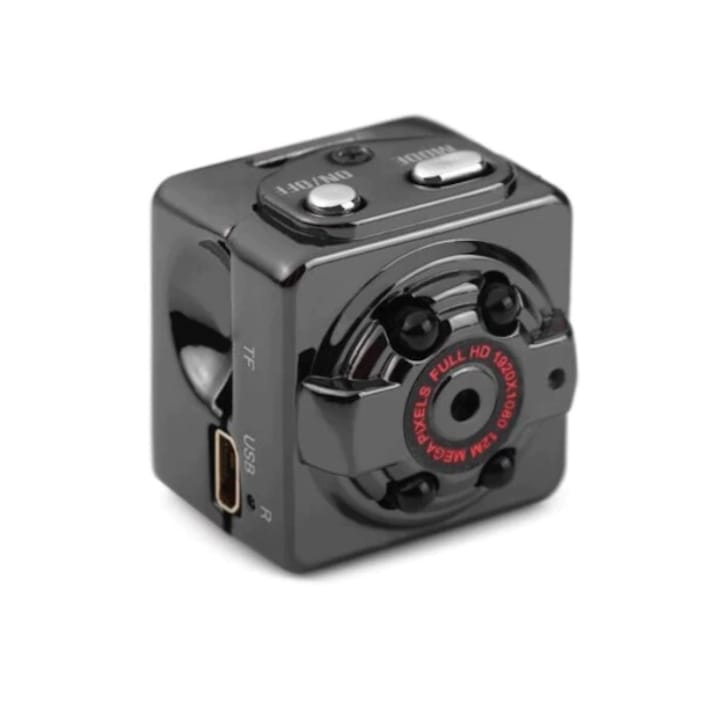 Mini camera foto-video spion, Metalic, Negru