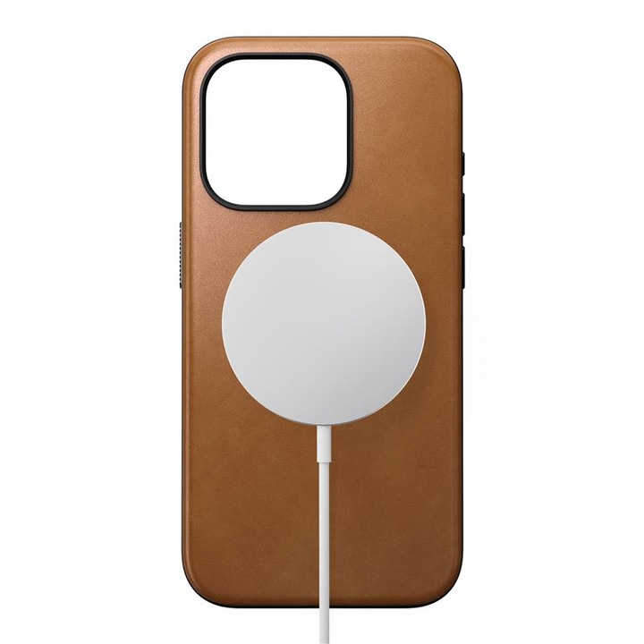 Калъф NOMAD Modern Leather MagSafe от естествена кожа, съвместим с iPhone 15 Pro Tan