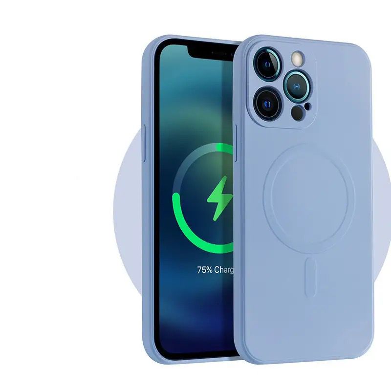 Husa de protectie compatibila cu iPhone 12PRO, Premium, silicon TPU si microfibra in interior, incarcare magnetica compatibila MagSafe, anti amprenta, camera ultra safe, Lavander Blue