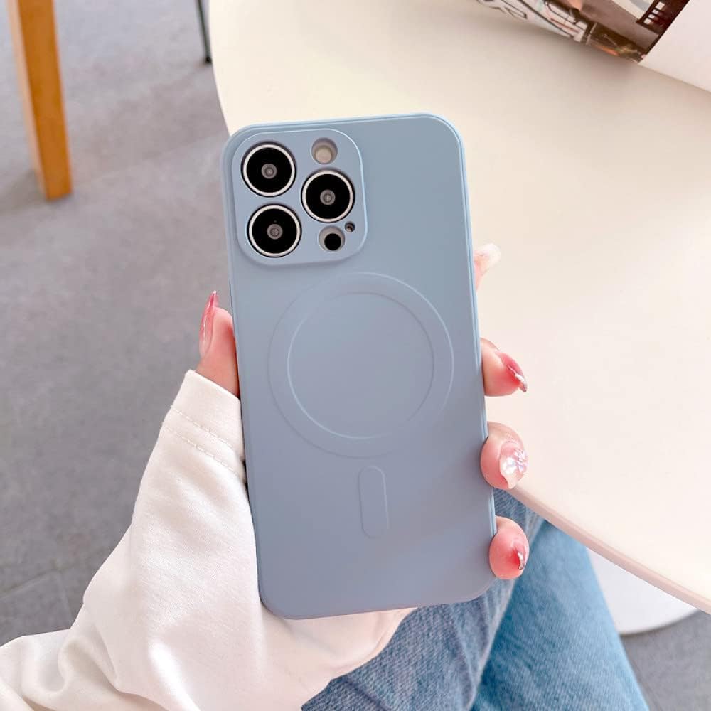 Husa de protectie compatibila cu iPhone 12PRO, Premium, silicon TPU si microfibra in interior, incarcare magnetica compatibila MagSafe, anti amprenta, camera ultra safe, Lavander Blue