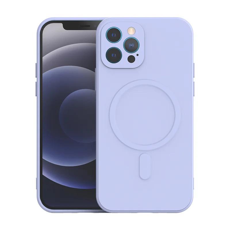 Husa de protectie compatibila cu iPhone 12PRO, Premium, silicon TPU si microfibra in interior, incarcare magnetica compatibila MagSafe, anti amprenta, camera ultra safe, Lavander Blue