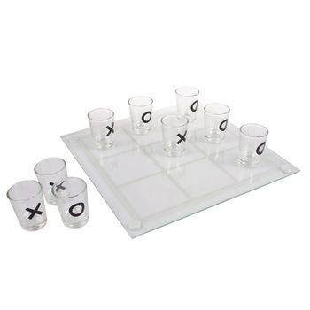 Set 9 pahare shot cu tava suport joc X si 0, joc de baut pentru adulti Tic Tac Toe, sticla, Lifetime Games Set 9 pahare shot cu tava suport joc X si 0, joc de baut pentru adulti Tic Tac Toe, sticla, Lifetime Games