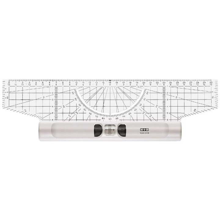 Rigla roll 30 cm, cu raportor si lupa incorporate MOBIUS RUPPERT