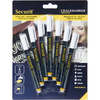Marker ALB creta lichida cu varf subtire 1-2 mm - Set 7 bucati Marker ALB creta lichida cu varf subtire 1-2 mm - Set 7 bucati