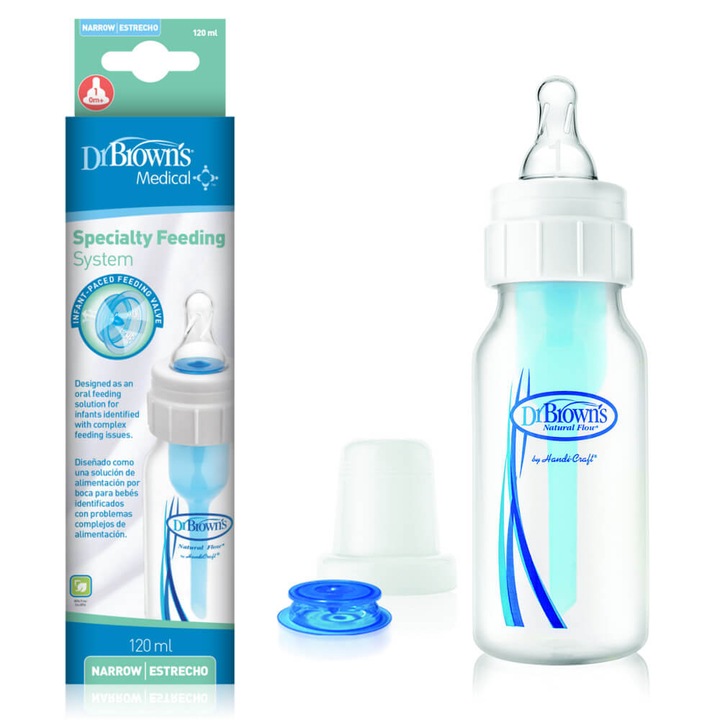 Бебешко шише, Dr. Browns, Силикон, 120 ml, Прозрачно