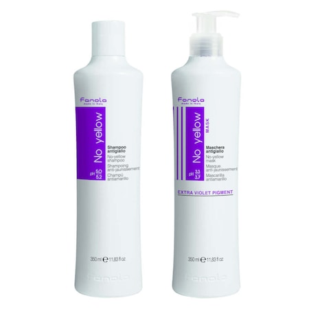 Set sampon si masca pentru par blond No Yellow, Fanola, 350 ml