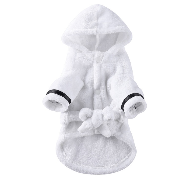 Pijamale de iarna moale din flanel, ingrosate, cu gluga, cu uscare rapida si super absorbante, pentru caini, moale, pentru animale de companie, pijamale de noapte, M