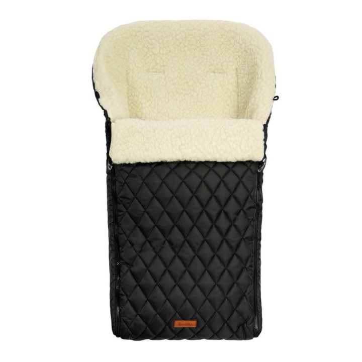 Sac de dormit matlasat, Poliester, 95 x 40 cm, Negru/Crem