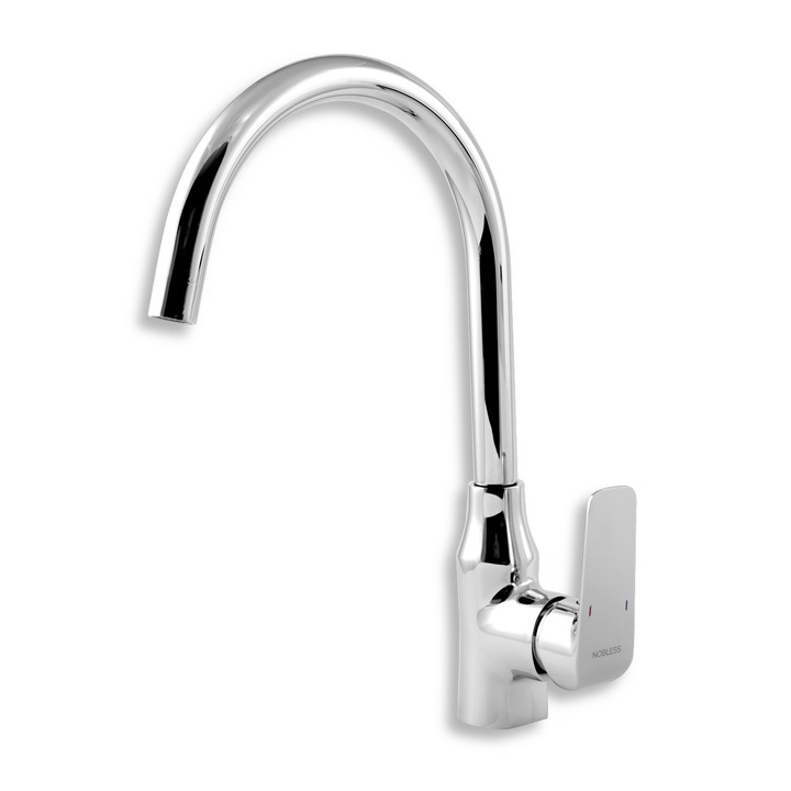 Кухненски смесител Novaservis Nobless Tina, въртящ се, с дълъг и висок чучур, хром