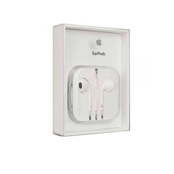 Casti compatibil cu Apple cu microfon, compatibil cu earpods, Jack 3.5mm, Stereo - Alb, Original