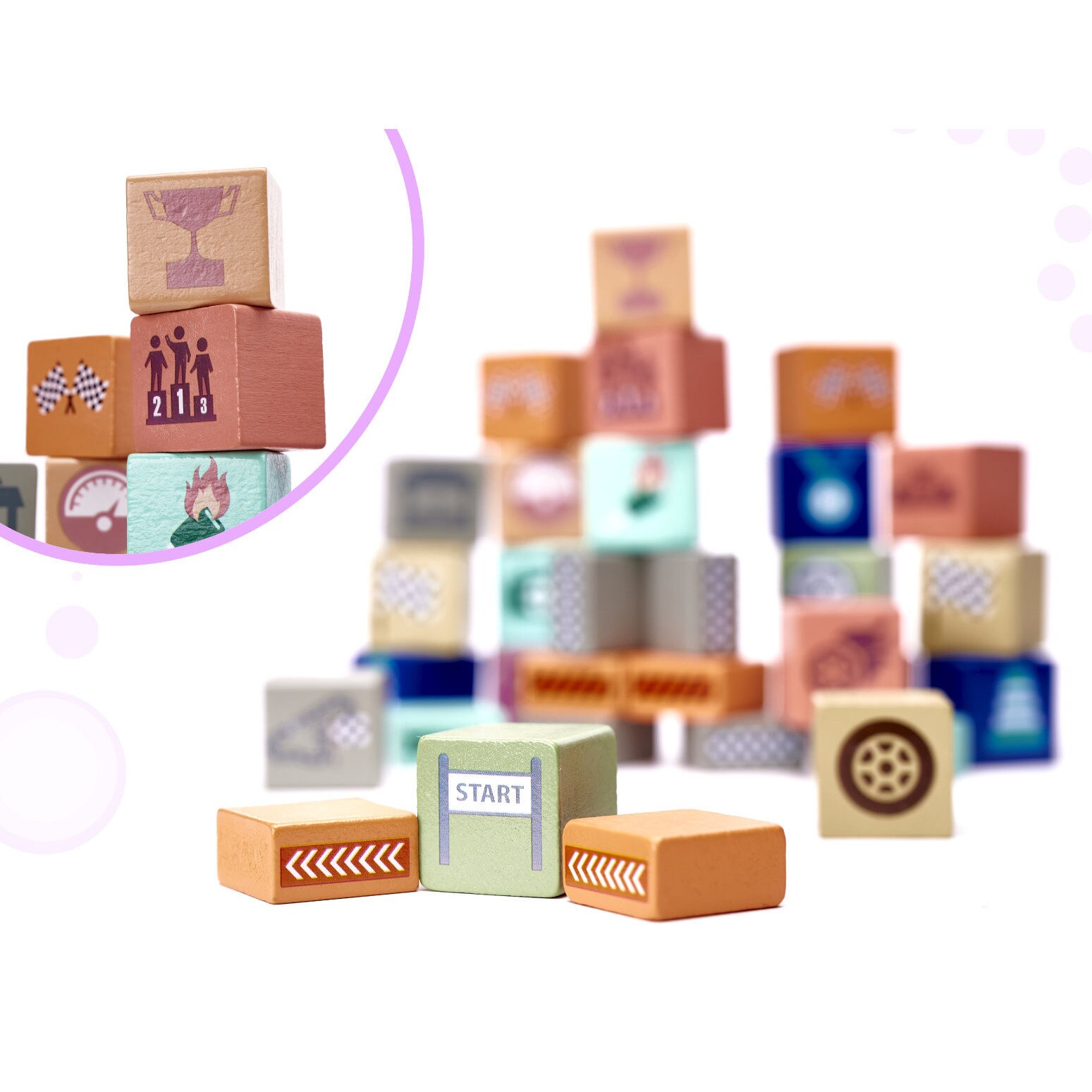 Set de Constructie pentru Copii My Colorful City, Cuburi din Lemn ...