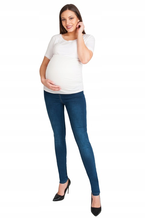 Pantaloni Pentru Gravide, Imbracaminte De Maternitate, Blugi, Jeans, Slim Fit, Albastru Marin, Bleumarin