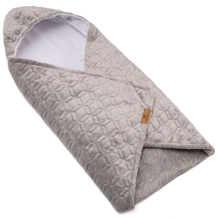 Változó takaró 0-9 hónapos újszülötteknek, poliészter, szürke, 85 x 122 cm