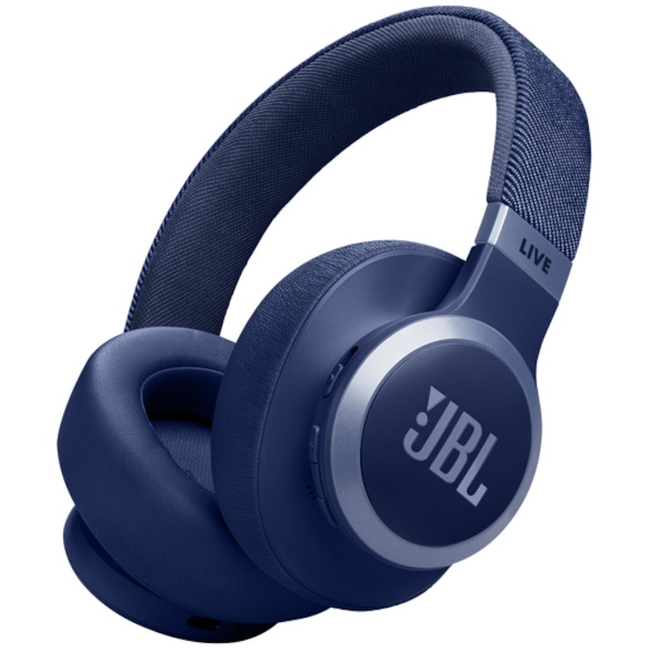 Casti audio wireless over-ear JBL LIVE 770NC, True Adaptive NC, Bluetooth, Multi-Point, Albastru