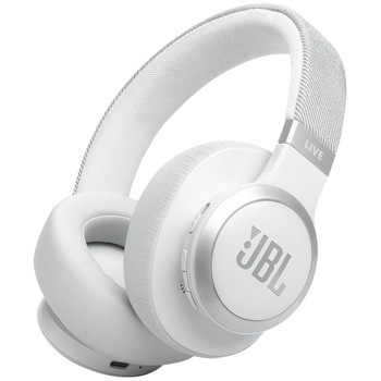 Casti audio wireless over-ear JBL LIVE 770NC, True Adaptive NC, Bluetooth, Multi-Point, Alb