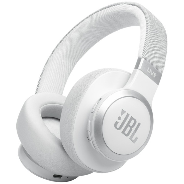 Безжични слушалки Оver-ear JBL LIVE 770NC, True Adaptive NC, Bluetooth, Multi-Point, Бял