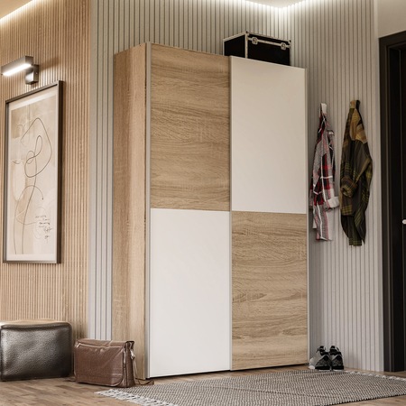 Dulap Forte Ozzula, dimensiuni 120.1x 41.6x 190.5, stejar Sonoma/ alb