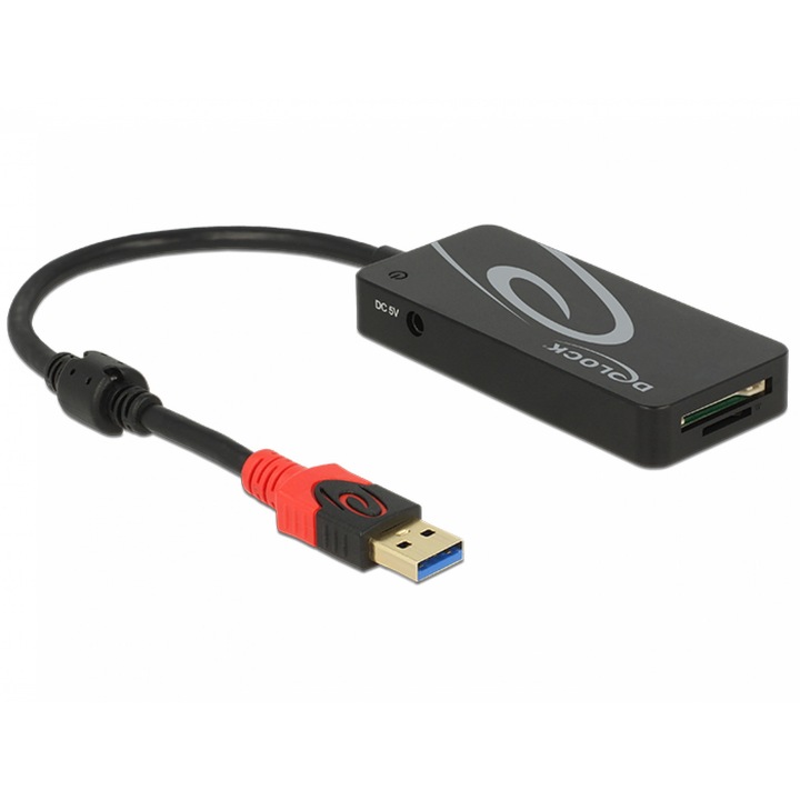 USB 3.1 HUB тип A до 3 x USB-A + 2 черен слот за SD карта, Delock 62899