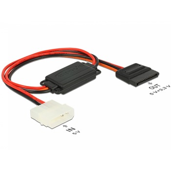 Cablu de alimentare conversie voltaj Molex 4 pini 5V la SATA 15 pini 3.3V + 5V T-M, Delock 62838 Cablu de alimentare conversie voltaj Molex 4 pini 5V la SATA 15 pini 3.3V + 5V T-M, Delock 62838