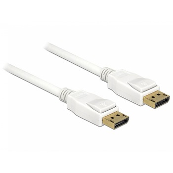 Cablu Displayport 1.2 Alb 2m 4K T-T, Delock 84877 Cablu Displayport 1.2 Alb 2m 4K T-T, Delock 84877