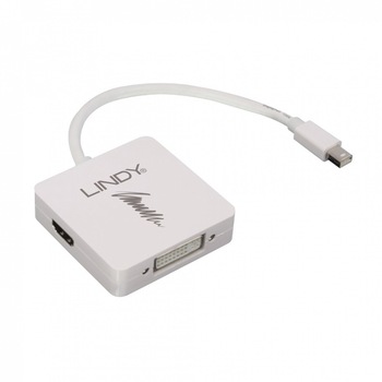 Adaptor Mini Displayport 1.2 la DP, HDMI & DVI-D activ, Lindy L41039 Adaptor Mini Displayport 1.2 la DP, HDMI & DVI-D activ, Lindy L41039