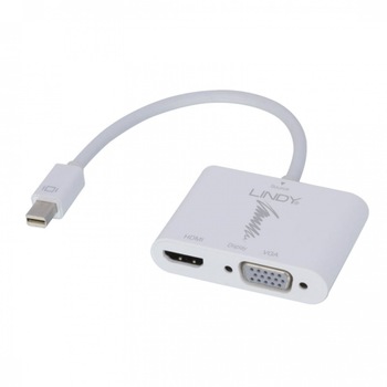 Adaptor Mini Displayport v1.2 la HDMI + VGA 4K T-M, Lindy L41070 Adaptor Mini Displayport v1.2 la HDMI + VGA 4K T-M, Lindy L41070