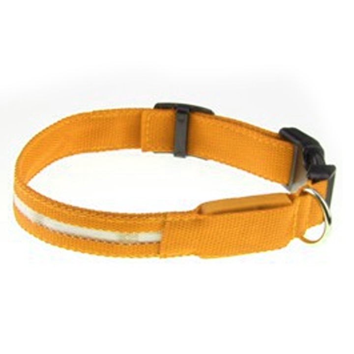 Zgarda LED luminata pentru caini, rezistenta la apa, incarcare USB, portocaliu, set