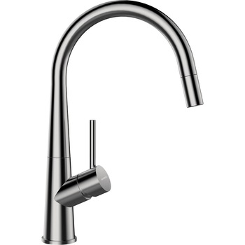 Baterie Inox Periat Schock Conos cu Dus Extractibil, rotatie tija la 130 grade Baterie Inox Periat Schock Conos cu Dus Extractibil, rotatie tija la 130 grade