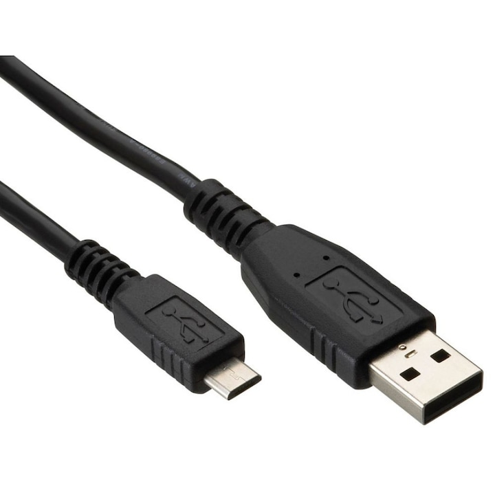 Detech microUSB adat/töltő kábel, microUSB dugasz - USB dugasz, 1m, tabletekkel és telefonokkal kompatibilis, kiváló minőség, fekete
