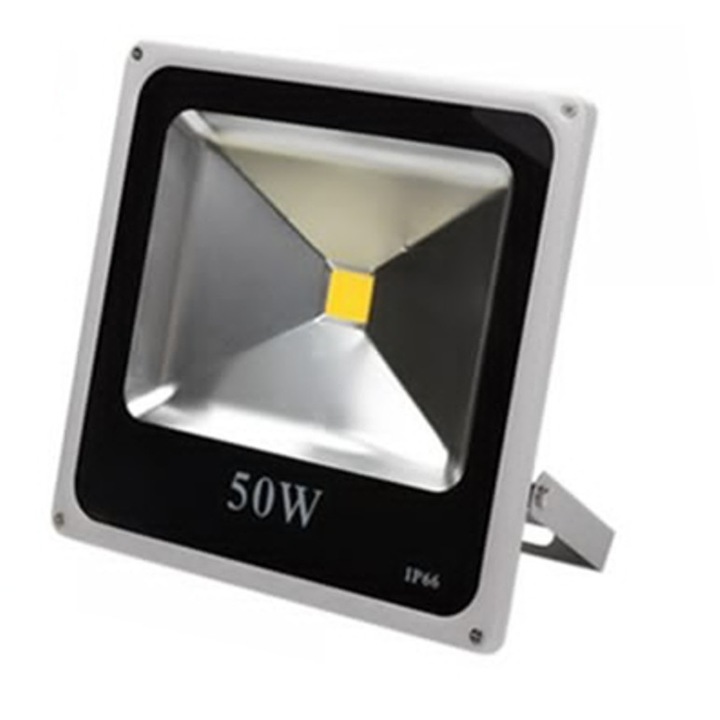 Proiector LED exterior si interior IP 66 Slim, 50W, Gri+negru