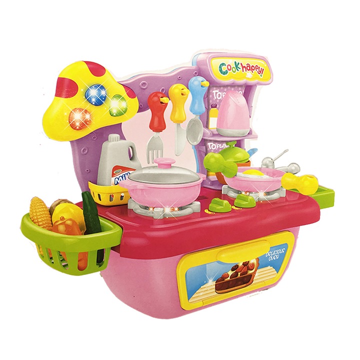 Set bucatarie, Chippo, 37.5 x 27cm, Roz/Multicolor