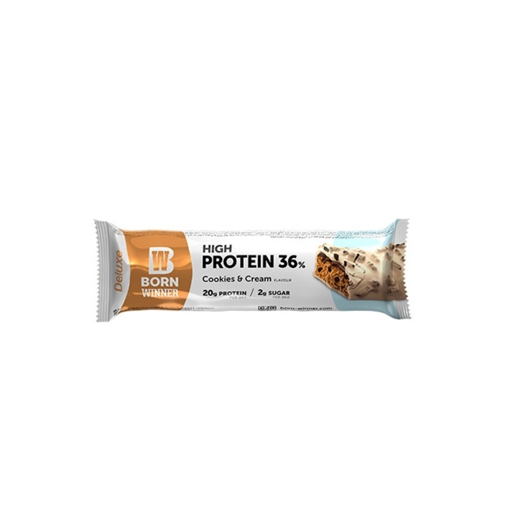 Baton proteic, Born Winner, Deluxe Protein Bar, Cookies & Cream, 55 grame