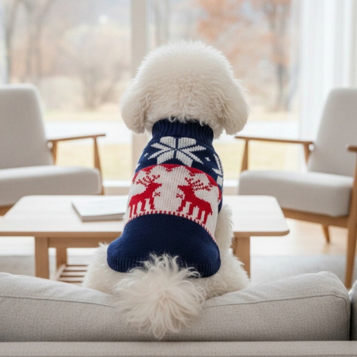 Pulover tricotat pentru caini, XINA2308, bleumarin, L