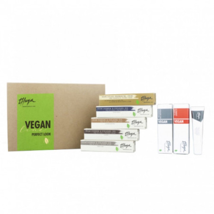 Kit complet pentru permanent, laminare, lifting, 4 vopsele colorare gene si sprancene 14 ml, 1 activator crema 50 ml, 1 gel permanent 15 ml, 1 neutralizator crema 15 ml si crema regeneratoare 15 ml, Perfect Look, Thuya Vegan Line