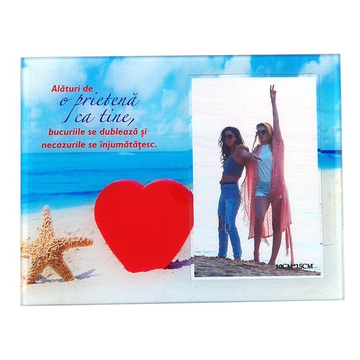 Rama Foto, Sticla, 22x17cm, Alaturi de o Prietena ca Tine, Poza 10x15cm, Multicolor