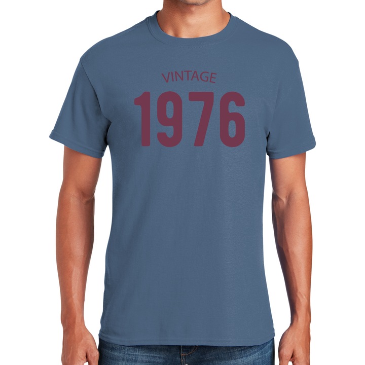 Персонализирана тениска Vintage 1976, синя, M