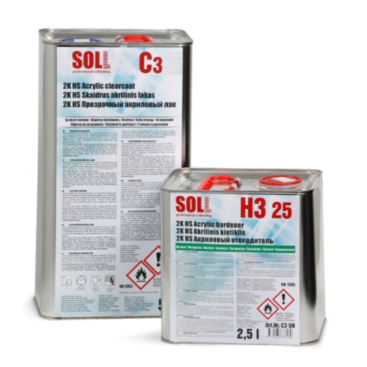 Akril lakk 2k-hs 2:1 Soll C3 normál keményítővel H3 25 7,5 L