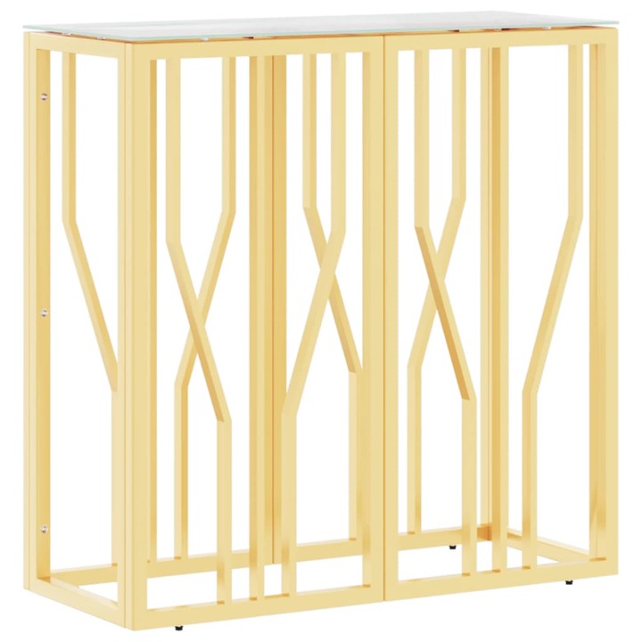 Конзолна маса vidaXL, Златиста, 70x30x70 см, Неръждаема стомана и стъкло, 9.79 Kg