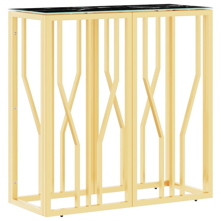 Конзолна маса vidaXL, 70x30x70 см, Златиста, Неръждаема стомана и стъкло, 9.79 Kg