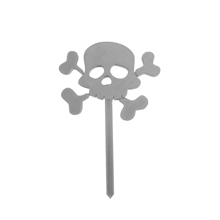 Декорация "SKULL STAKE" забавен череп, Halowwen Garden 16,5 x 11 cm сребро