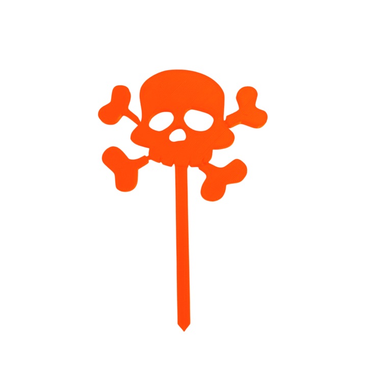 Dekoráció "SKULL STAKE" vicces koponya, Halowwen Garden 16,5 x 11 cm narancs