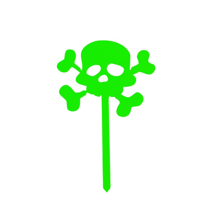 Декорация "SKULL STAKE" забавен череп, Halowwen Garden 16,5 x 11 cm зелен